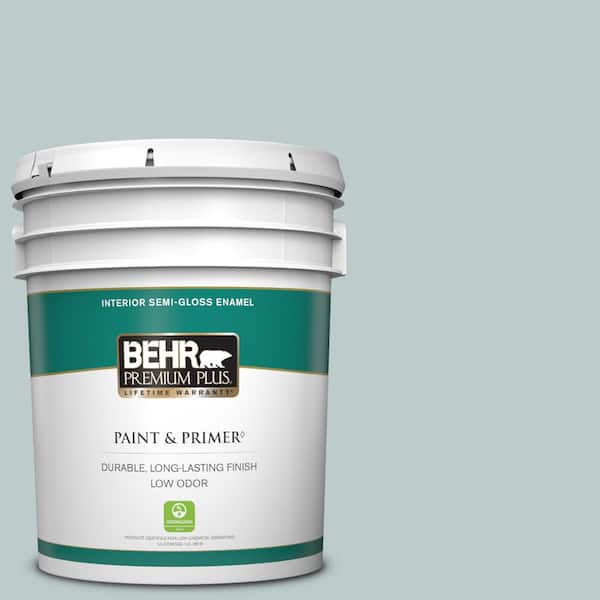 BEHR PREMIUM PLUS 5 gal. #N440-2 Urban Raincoat Semi-Gloss Enamel Low Odor Interior Paint & Primer
