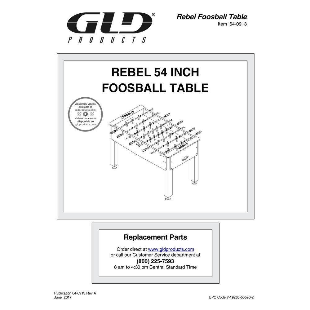 Rebel 54" Gray and Black Foosball Table with Quick Snap Rods