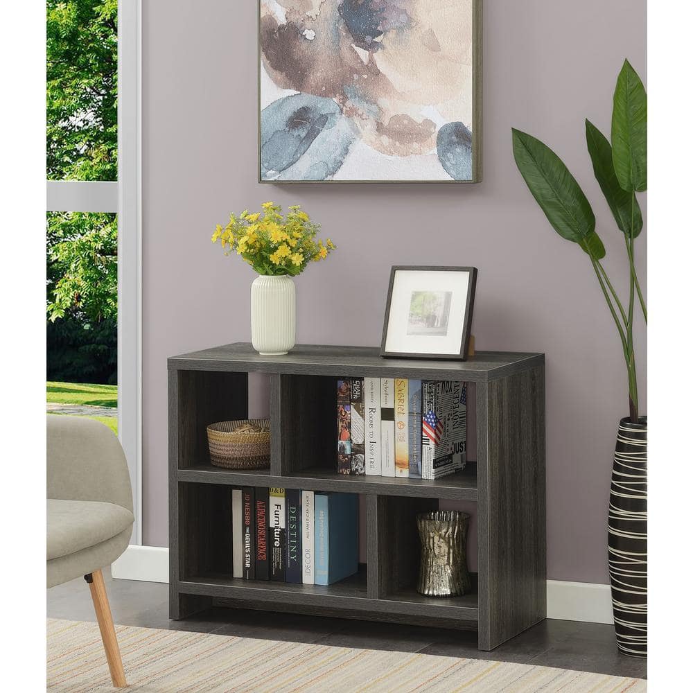 Weathered Gray Modern 3-Tier Hollow Core Console Bookcase