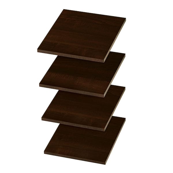 Closet Evolution 24.75 in. x 14.25 in. Truffle Wood Wall Mounted Shelf 12 Inch (4 Pack)