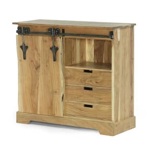Harrisville Natural and Black Live Edge Sideboard with Sliding Door