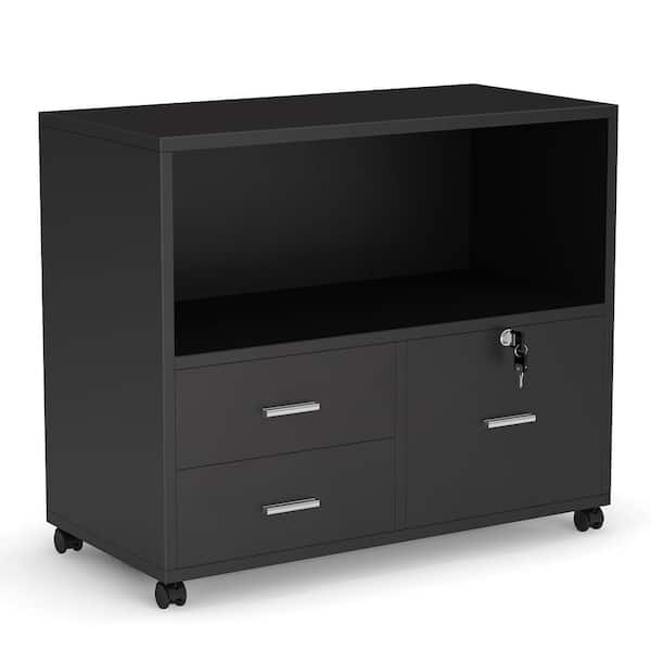 TRIBESIGNS WAY TO ORIGIN Fagan Black Mobile Engineered Wood File Cabinet with 3 Drawers