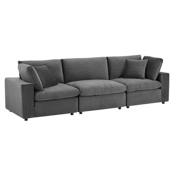 MODWAY Commix Down Filled Overstuffed Performance Velvet 3Seater Sofa
