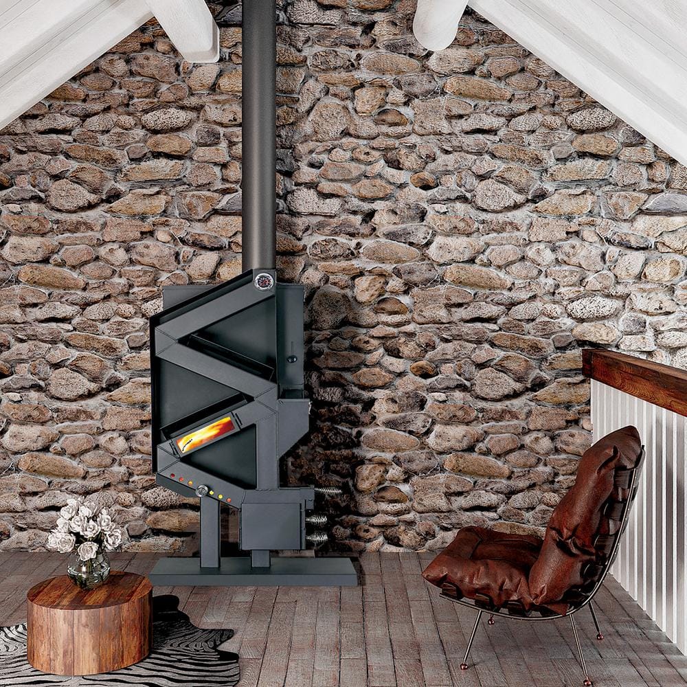 Wiseway Black Steel 2,000 Sq Ft Non-Electric Pellet Stove