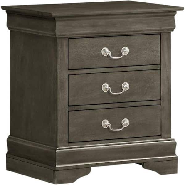Graphite Finish, 3 Drawers Nightstand