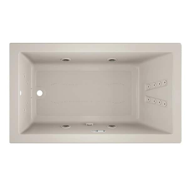 JACUZZI Solna Salon Spa 72 in. x 42 in. Rectangular Combination Bathtub with Right Drain in Oyster