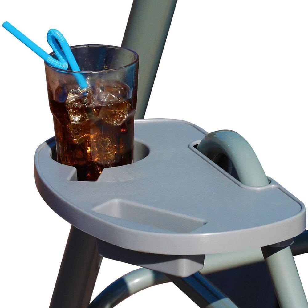 Gray and Blue Steel 3-Person Porch Swing with Adjustable Canopy
