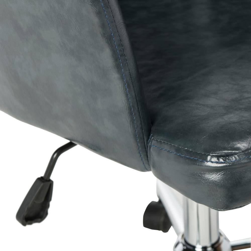 Cadence Dark Grey Faux Leather Swivel Office Chair with Chrome Base