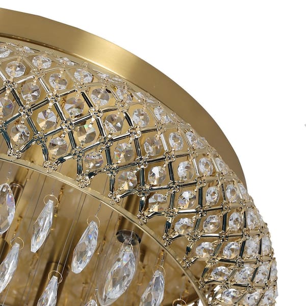 Jackson 5-Light 19.7 in. Brass Crystal Modern Flush Mount Lighting Hallway Bedroom Ceiling Lights Fixtures
