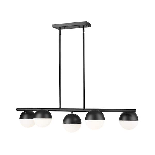 Hunter Stone Creek 5-Light Matte Black Transitional Led Bare Bulb Chandelier