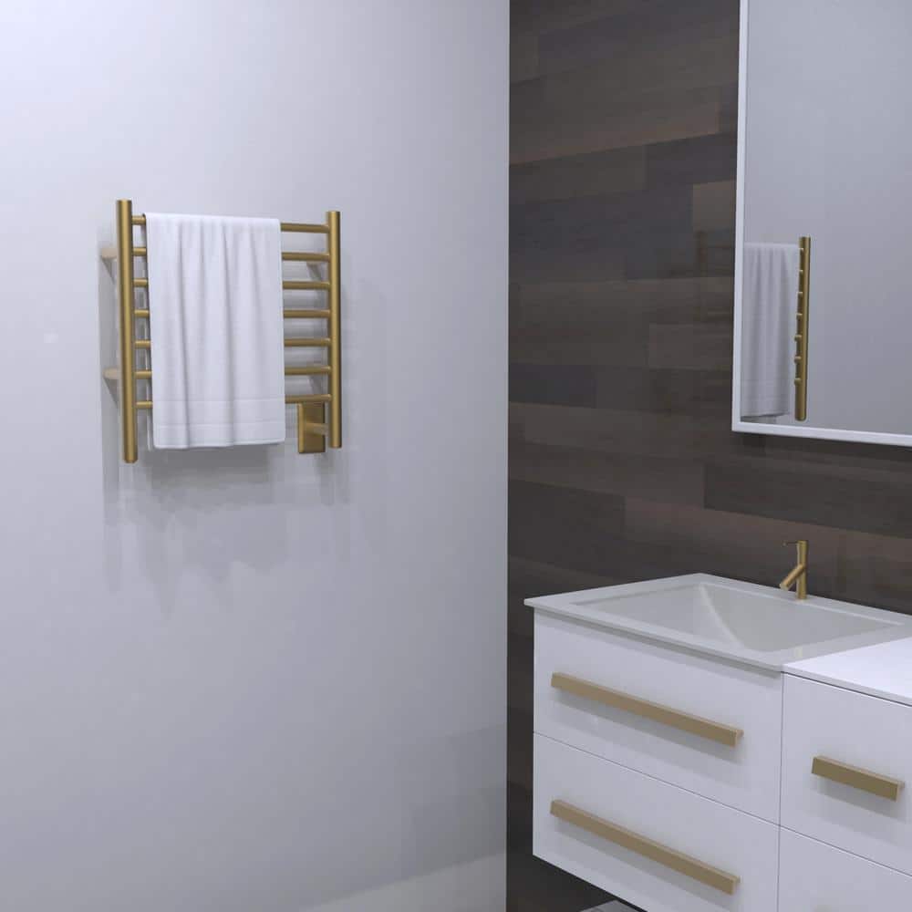 Satin Brass 7-Bar Wall Mounted Towel Warmer