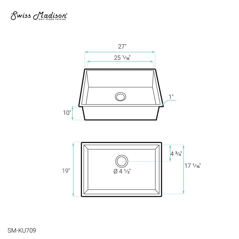 Tourner 27 x 19 Stainless Steel Single Basin Drop-In Kitchen Sink