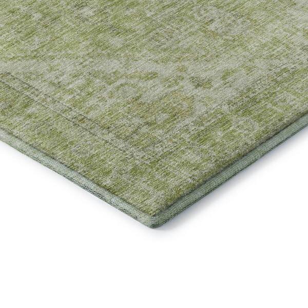Mayfield Premium Machine Washable Abstract AMF1104 Sage 8 ft. x 8 ft. Round Rug