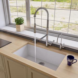 Undermount Granite Composite 33 in. Single Bowl Kitchen Sink in White