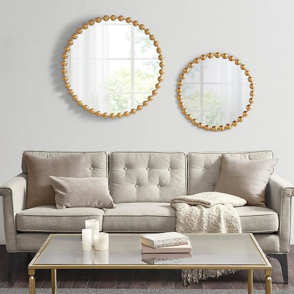 36 Dia Marlowe Round Decorative Wall Mirror Gold