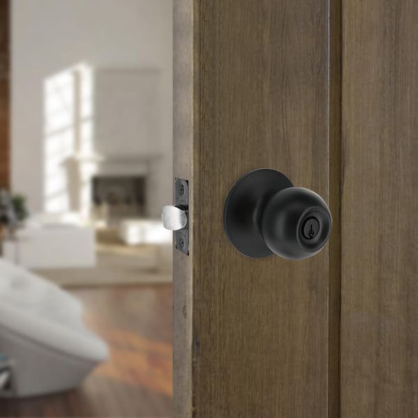 Saturn Matte Black Keyed Entry Door Knob