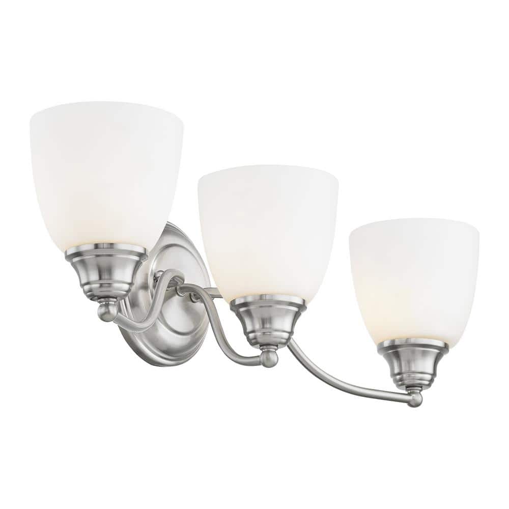 Somerville Brushed Nickel 3-Light Vanity with Satin Opal Glass