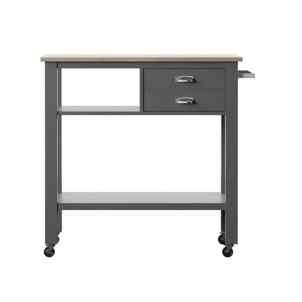 Twin Star Home Antique Gray Kitchen Cart with Towel Rack