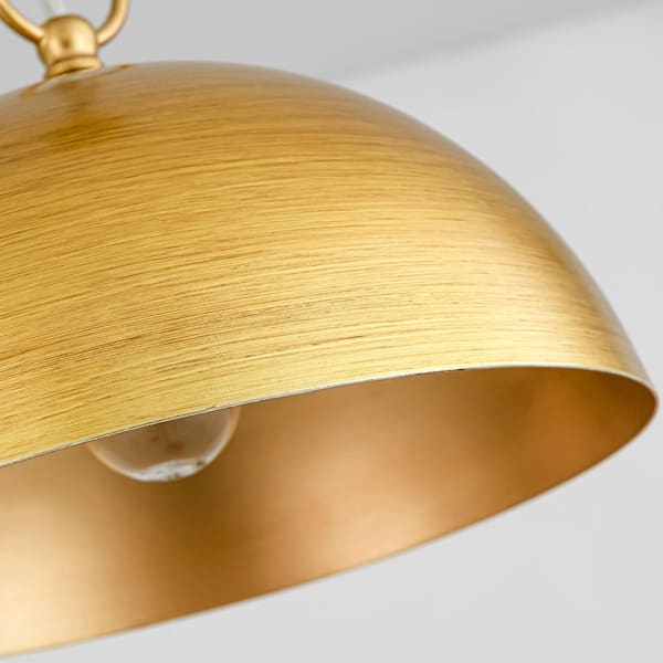 Sidra 1-Light 9.8 in. Industrial Retro Handmade Brushed Gold Dome Pendant Light