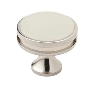 Oberon 1-3/8 in (35 mm) Diameter Polished Nickel/Frosted Round Cabinet Knob