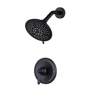 Single Handle 5-Spray Fixed Shower Faucet 1.8 GPM with Adjustable Head in. Matte Black (Valve Included)