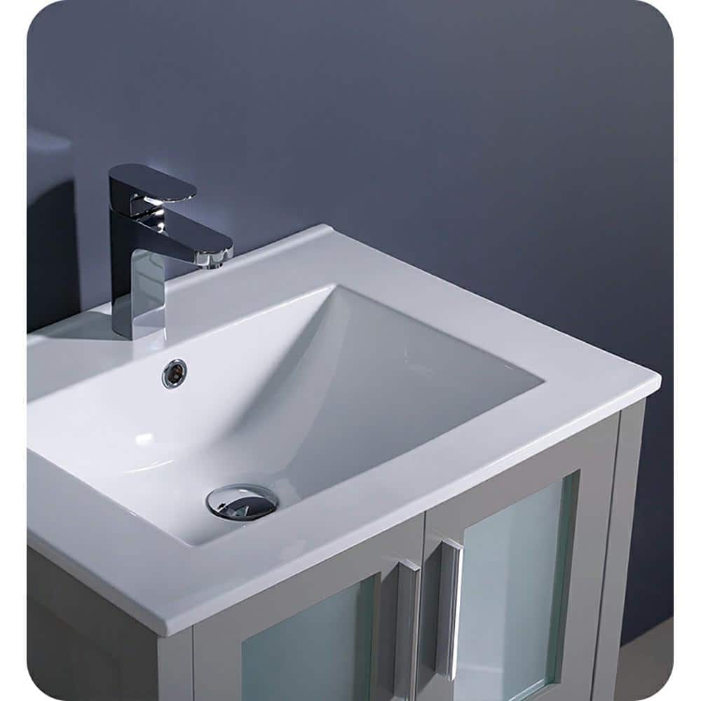 Torino 24" Gray Engineered Wood Modern Freestanding Vanity Cabinet