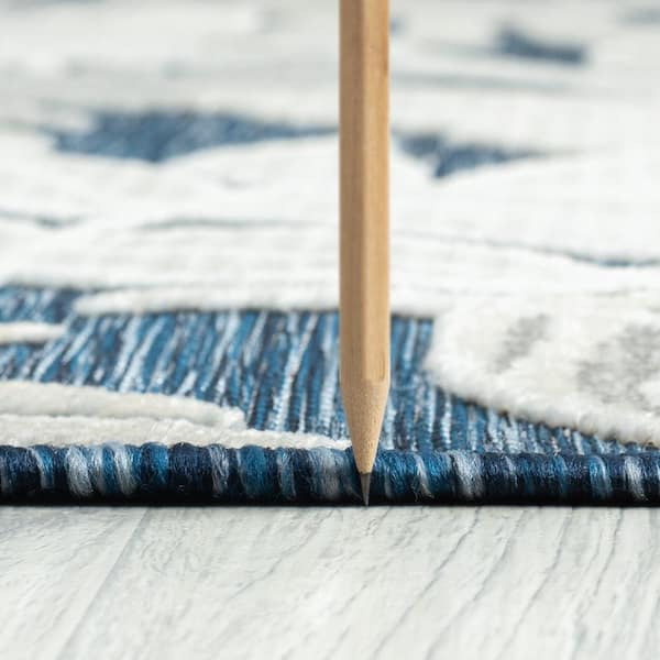 Tropic Floral Dark Blue 2 ft. x 8 ft. Indoor/Outdoor Area Rug