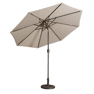 9 ft. Outdoor Umbrella Market Patio Umbrella in Grey with Push Button Tilt and Crank