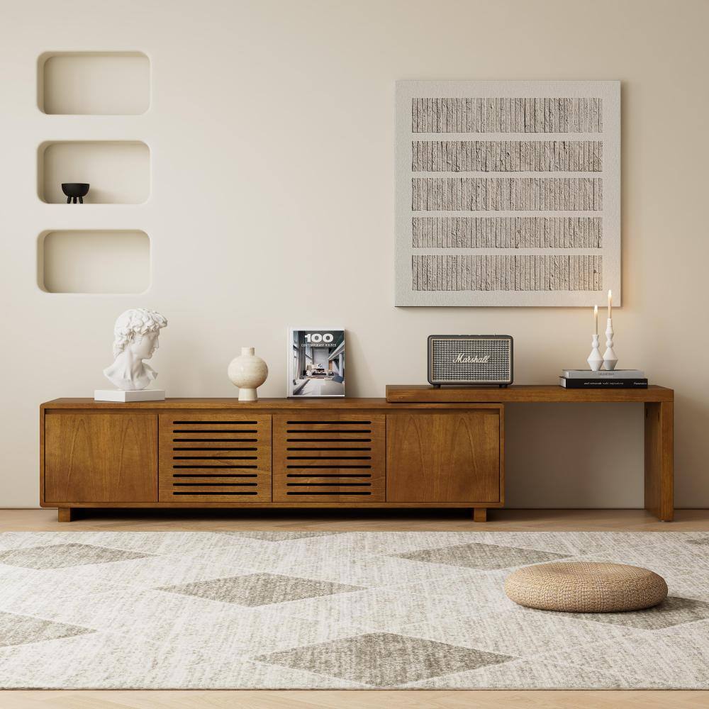 63 in. Mid-Century Modern TV Stand Fits TVs up to 75 in, Extendable Media Console with Louvered Cabinet Doors price history on PriceWatchPro