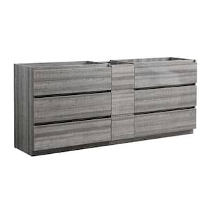 Lazzaro 84 in. Modern Double Bath Vanity Cabinet Only in Glossy Ash Gray
