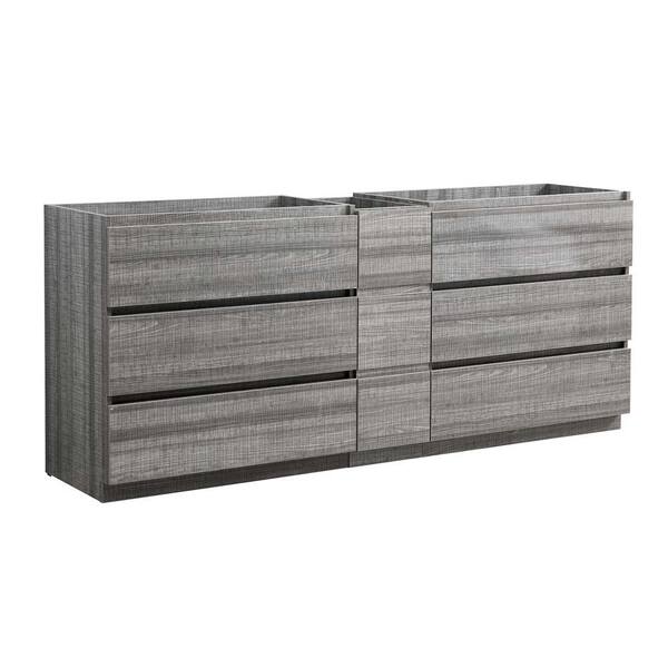 Fresca Lazzaro 84 in. Modern Double Bath Vanity Cabinet Only in Glossy Ash Gray