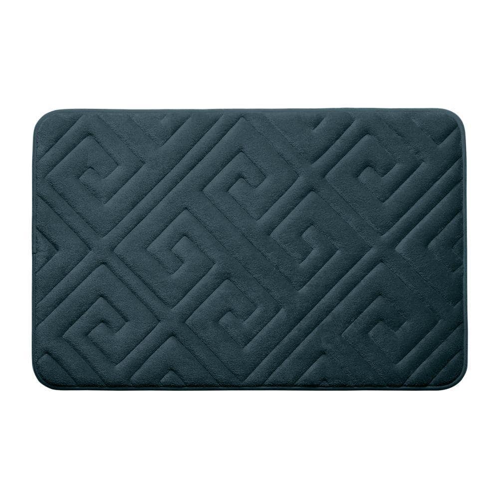 Caicos Slate Teal 17 in. x 24 in. Memory Foam Bath Mat