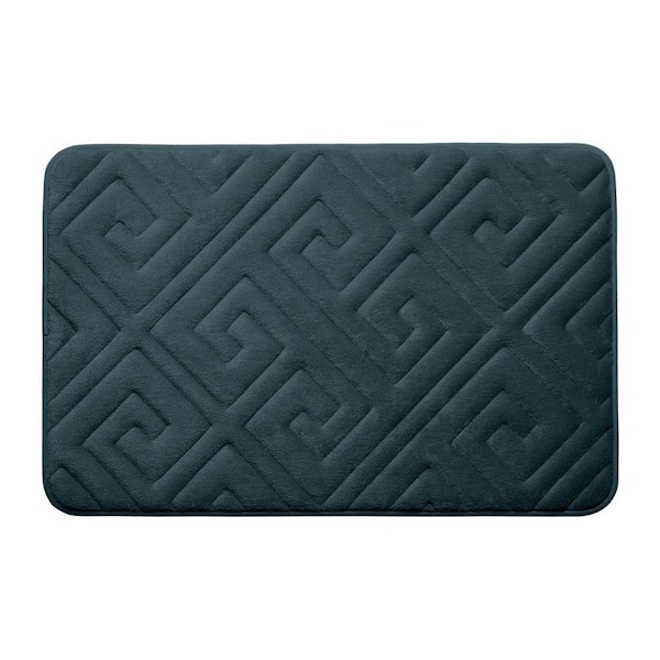BounceComfort Caicos Slate Teal 17 in. x 24 in. Memory Foam Bath Mat