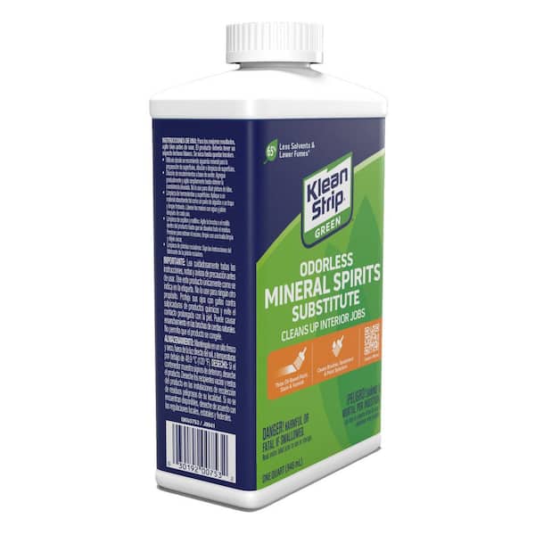 Klean-Strip Green 1 Quart Odorless Mineral Spirits Substitute, Paint Solvent, Thins Oil Based Paint, Stain & Varnish, (1 Pack) QKGO753 - The Home Depot