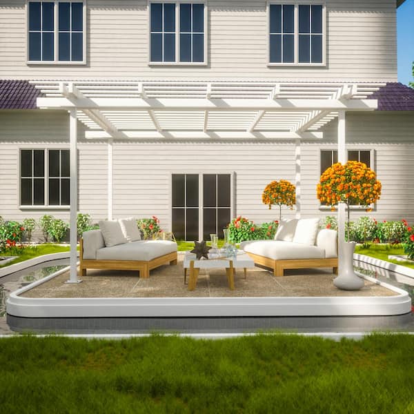 Four Seasons Outdoor Living Solutions Contempra 16 ft. x 12 ft. White Aluminum Free Standing Pergola with 4 Posts