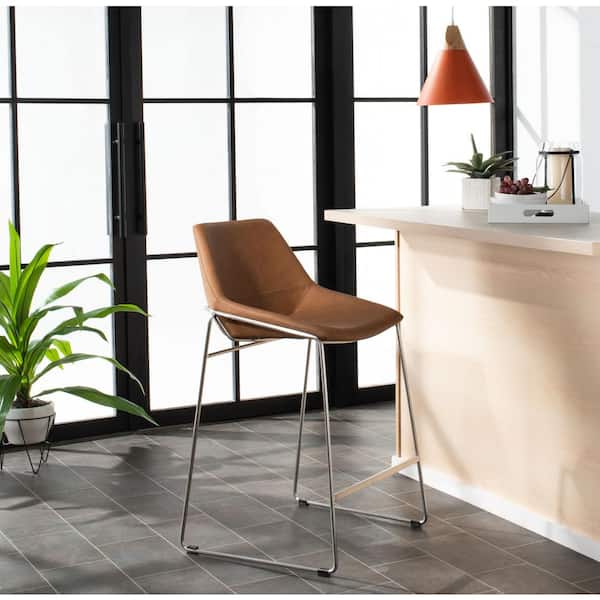 Alexis 27 in. Brown/Black Low Back Counter Stool
