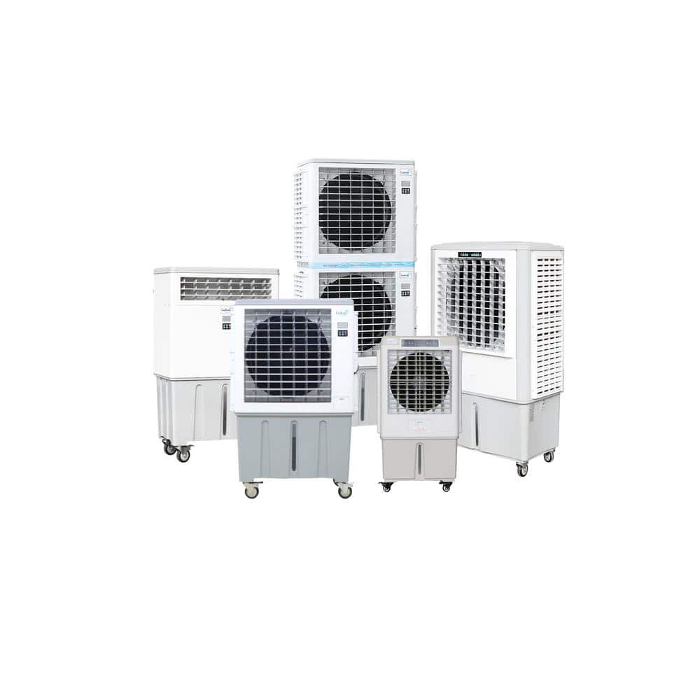 Portable White and Gray Evaporative Air Cooler with Remote Control