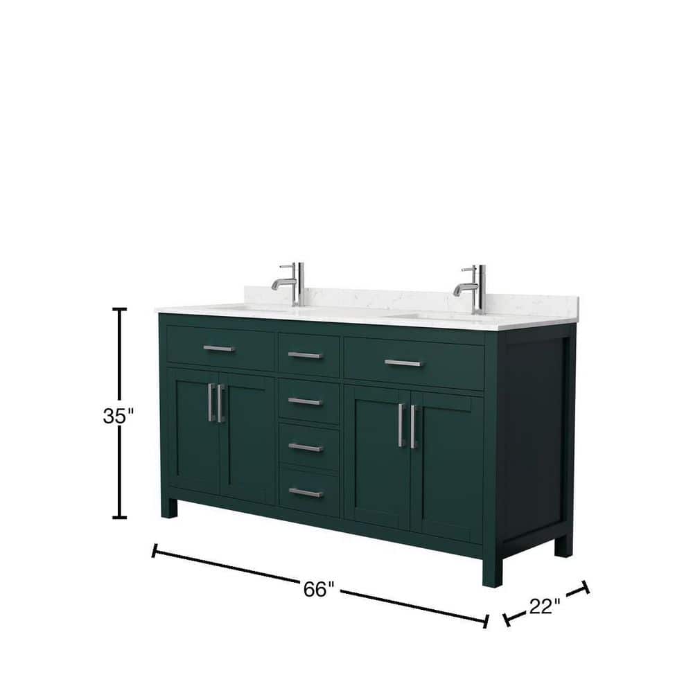 Beckett Green 66'' Freestanding Double Bathroom Vanity with Marble Top