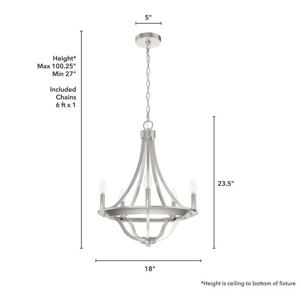 Hunter Perch Point 5-Light Brushed Nickel Transitional Led Chandelier