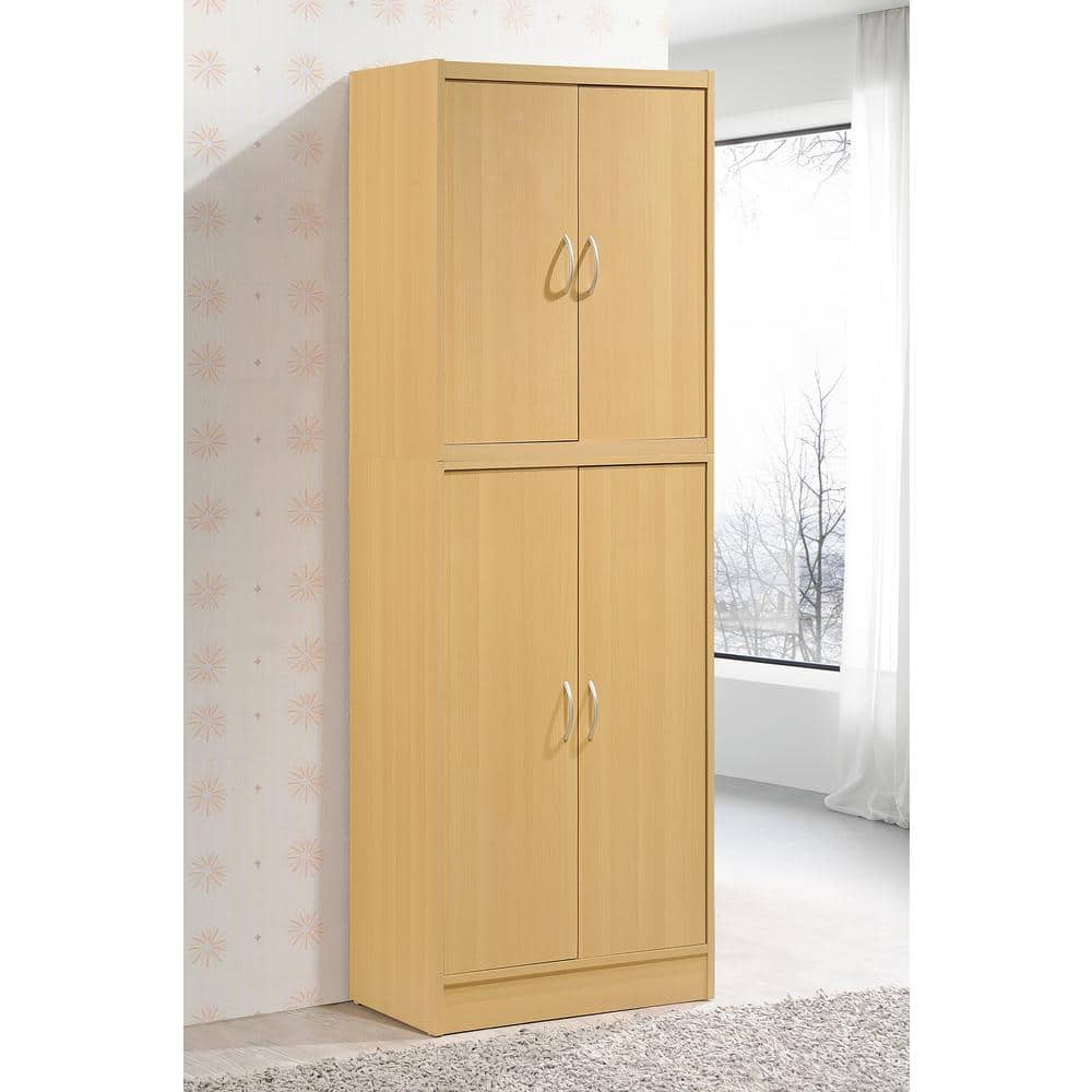 Beech Light Wood Two-Level Kitchen Pantry