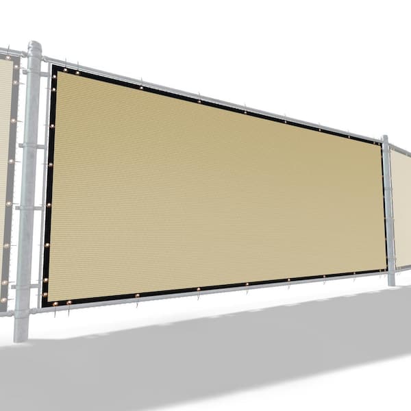 ROYAL SHADE 70 in. x 50 ft. Beige Mesh Fabric Privacy Fence Screen with Perimeter Stitched Edges and Grommets