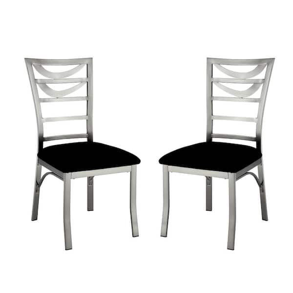 Furniture of America Artemia Gray and Black Metal Padded Side Chair (Set of 2)