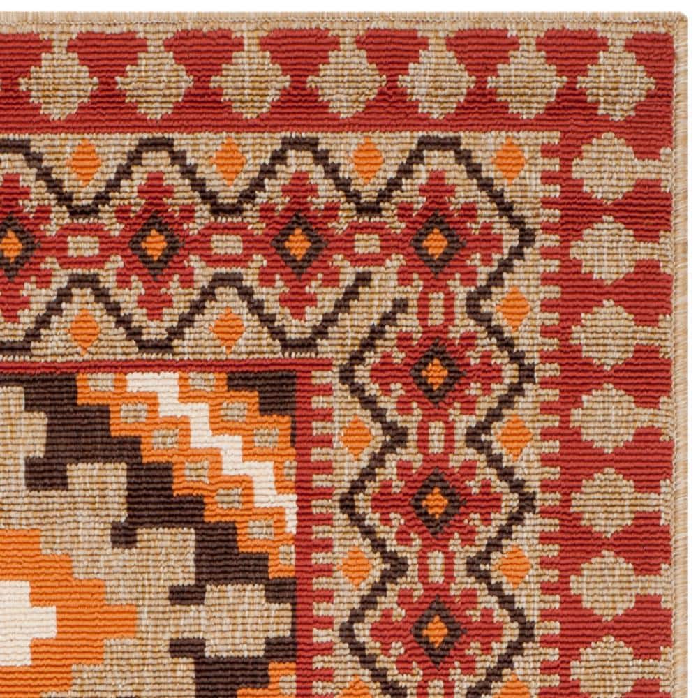 Ratia Red/Natural Synthetic 5' x 7' Easy-Care Indoor/Outdoor Rug