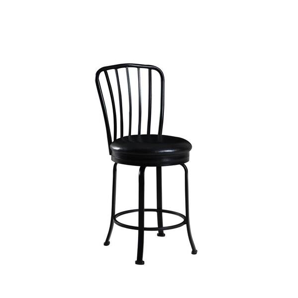 Linon Home Decor Windsor Back Metal Plywood PVC Counter Stool in Black