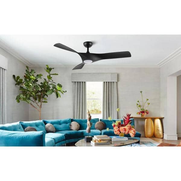 52'' Black Indoor Ceiling Fan with LED Light and Remote