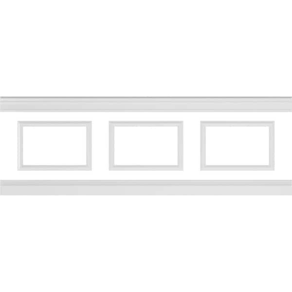 Ekena Millwork 94 1/2 in. (Adjustable 32 in. to 36 in.) 21 sq. ft. Polyurethane Ashford Square Panel Wainscot Kit Primed