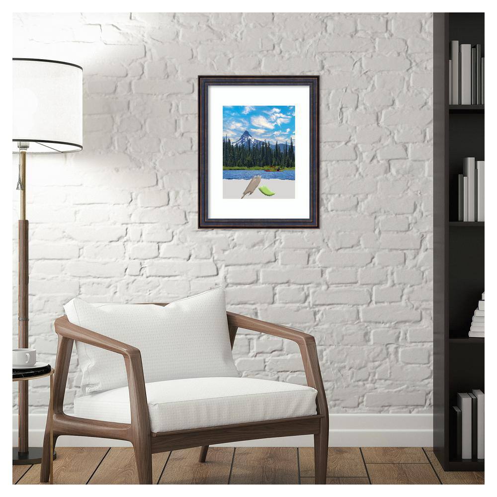 Dark Bronze Scoop Wood Picture Frame with Gold Veining Highlights