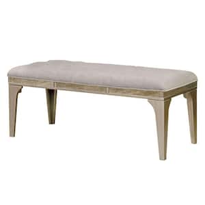 50.5 in. Gray and Champagne Silver Backless Bedroom Bench with Tapered Legs