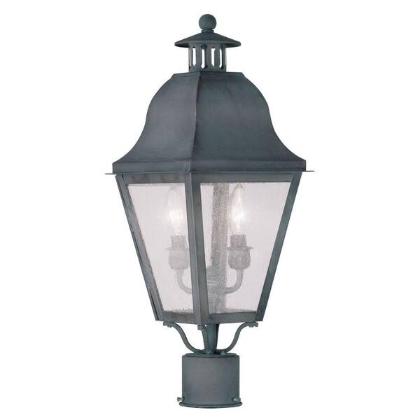 Livex Lighting Amwell 2 Light Charcoal Outdoor Post Top Lantern