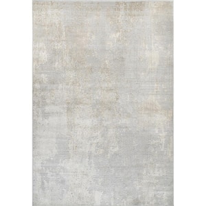 Alice Abstract Waterfall Light Grey 6 ft. 7 in. x 9 ft. Indoor Area Rug
